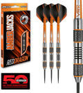 Amberjack Professional Darts Set - 90% Tungsten Darts with Flights & Shafts - Available in Multiple Barrel Designs, Soft Tip 18G and Steel Tip 22G - 30G