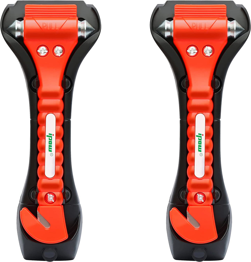 2 Pack Car Window Breaker Seatbelt Cutter, Heavy Carbon Steel Glass Breaker Car Safety Hammer Emergency Escape Tool, Auto Rescue Life Saving Survival Kit for Car, Office, Home