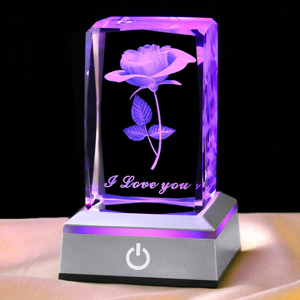 3D Rose Crystal Nightlight,Perfect Mothers Day Gifts for Wife Her Mom from Daughter Husband Son，Mother'S Day Ideas Unique Anniversary Birthday Decolamp Presents