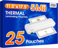 25 Pack Laminating Sheets 5 Mil, Laminating Pouches for 11X17 Paper | Actual 11.5 X 17.5” Thermal Laminate Sheets for Laminator, Large Clear Lamination Paper for Documents, Office School Home