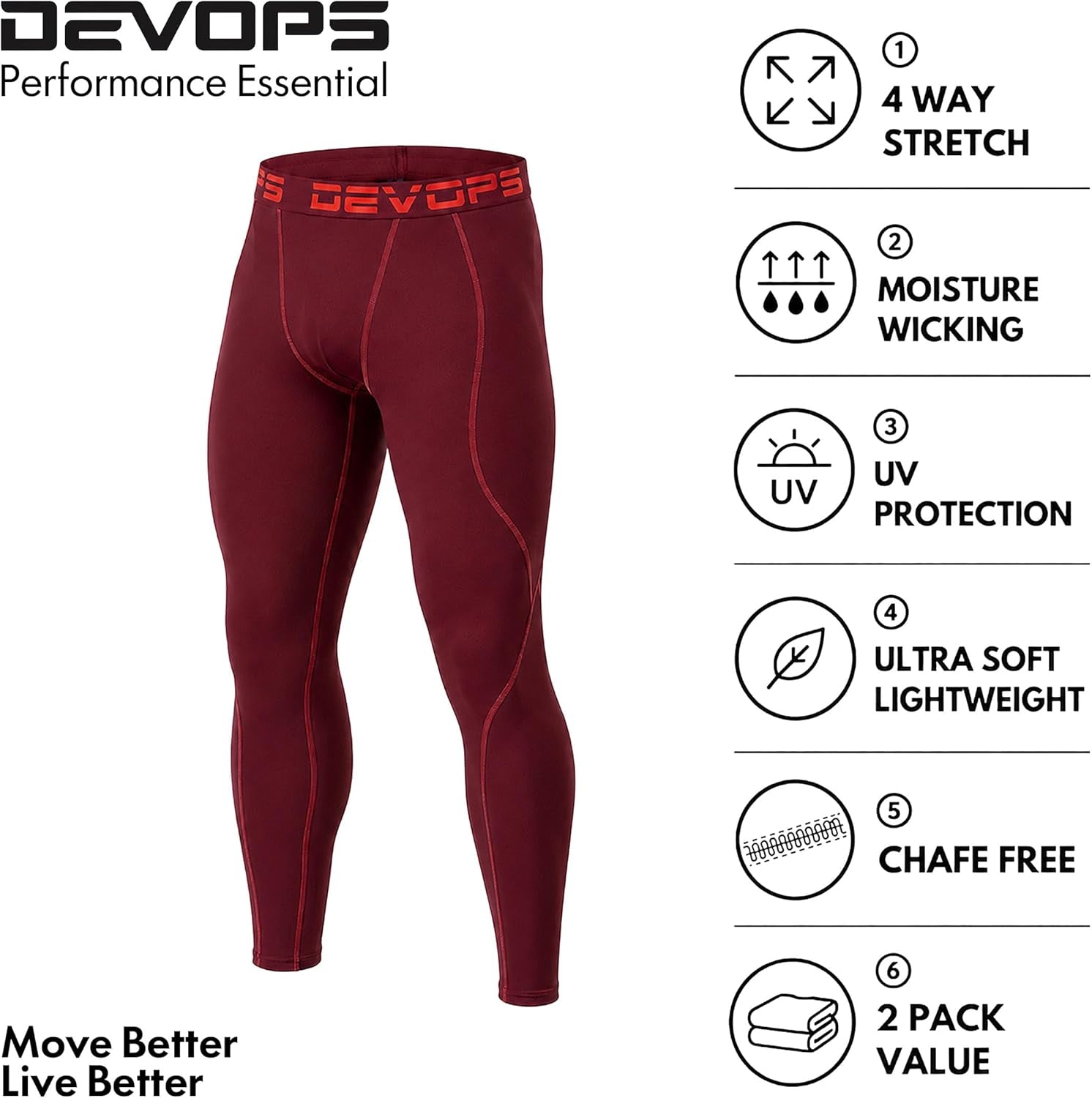 2 or 3 Pack Men'S Compression Pants Athletic Leggings with Pocket/Non-Pocket