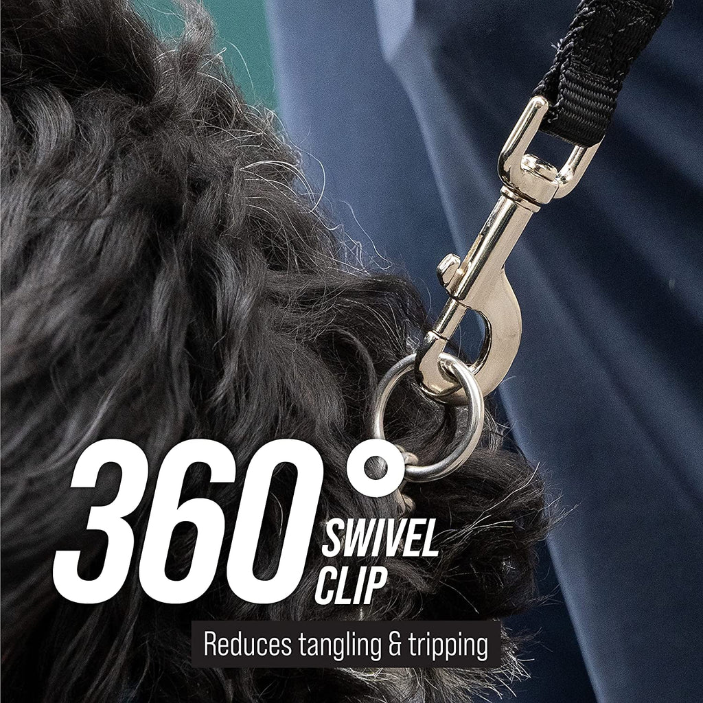 Free Range - Long Dog Leash for Large Dogs + Drawstring Backpack - 1 Inch Nylon Training Lead with Padded Handle (Black) (30 Ft)